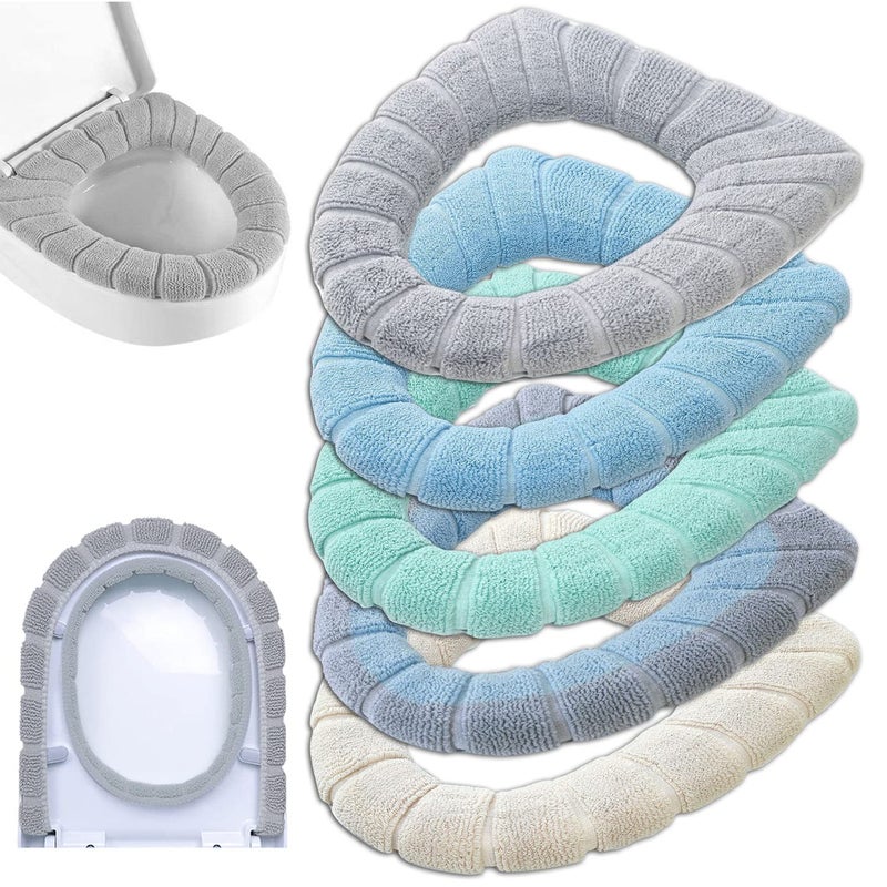 Clarmonde Thicken Toilet seat Cover Cushion Pads Luxury Toilets Warm Toilet seat Covers Warm Toilet Seat Mat Super Warm Universal (5-Pack,Random Color) - Image 1